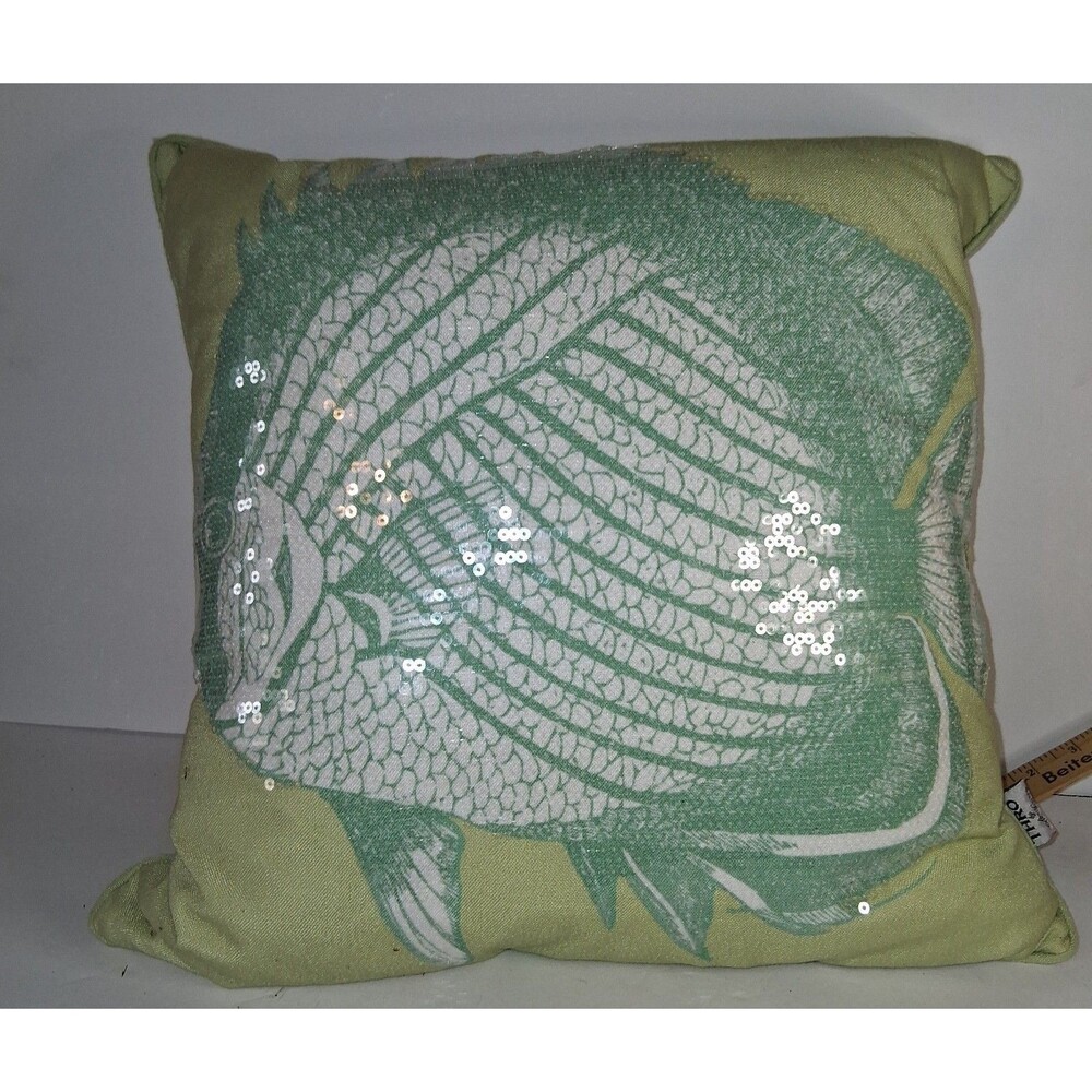 Sequined Fish Pillow Thro Marlo Lorenz 14 x 14